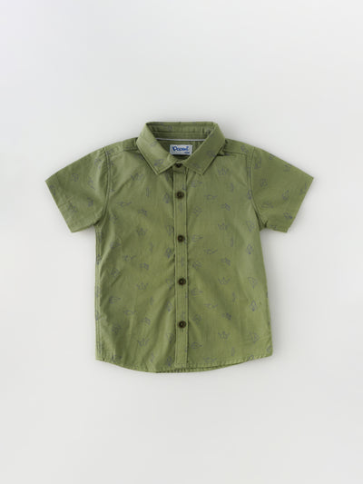 Popees Baby Boys Half Sleeve Cotton Shirt| Olive Green | 1-5 Years