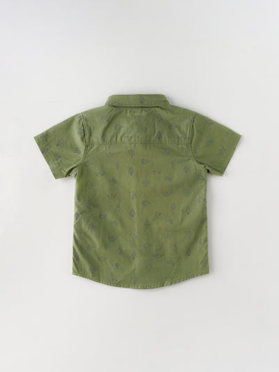 Popees Baby Boys Half Sleeve Cotton Shirt| Olive Green | 1-5 Years