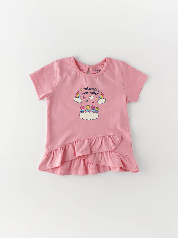 Popees Half Sleeve Chest Printed Top (3–36 Months) for Girls