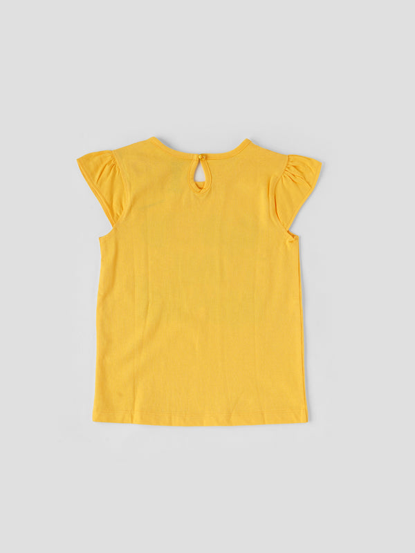 Popees Short Sleeve Back Half Open (1–8 Years) Printed Top for Baby Girls
