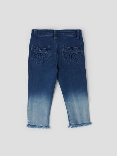 Popees Faded Blue Jeans with Frill Bottom (1–8 Years) for Girls