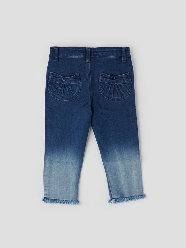 Popees Faded Blue Jeans with Frill Bottom (1–8 Years) for Girls