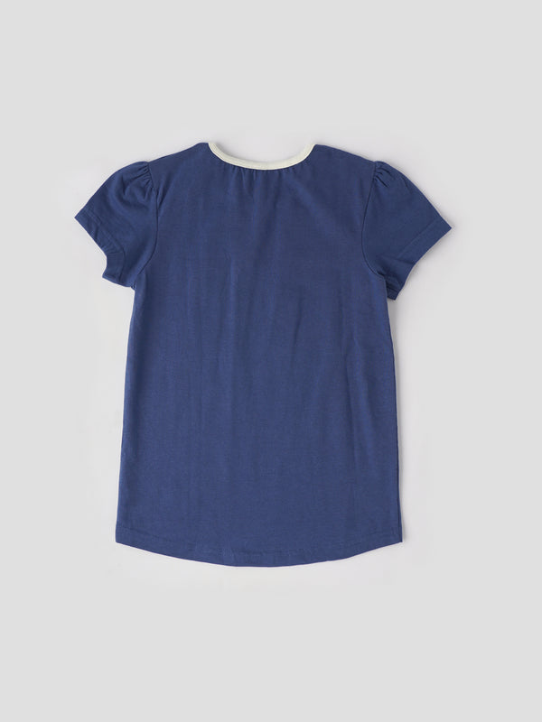Popees Short Sleeve Front Printed (1–8 Years) Soft and Comfortable Top for Girls
