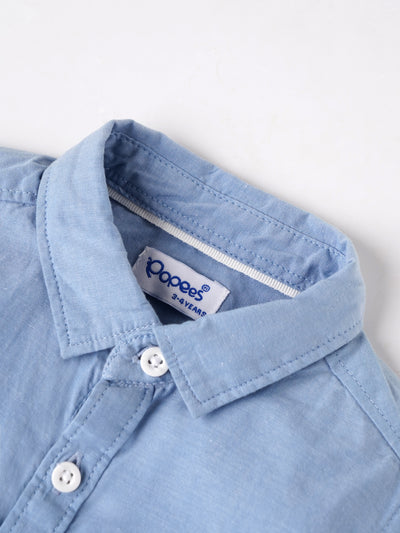 Popees Baby Boys Full Sleeve Cotton Shirt| Light Blue| 1-7 Years