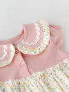 Popees Baby Girls Cap Sleeve Cotton Dress| Pink & White| 3-24 Months