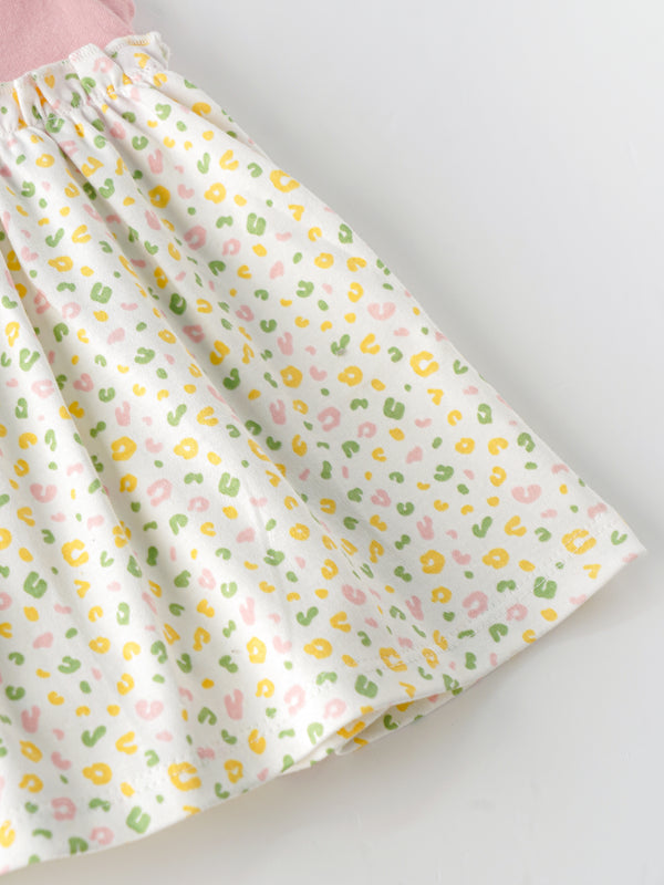 Popees Baby Girls Cap Sleeve Cotton Dress| Pink & White| 3-24 Months
