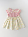 Popees Baby Girls Cap Sleeve Cotton Dress| Pink & White| 3-24 Months