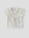 Popees Baby Girls Cap Sleeve Cotton Top| Off White| 3-36 Months