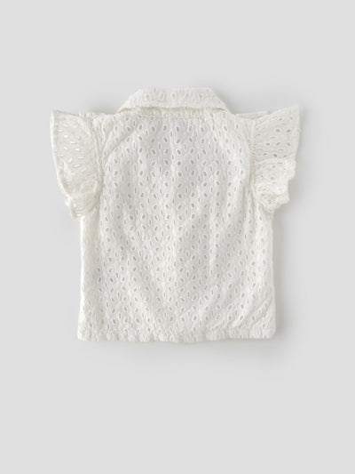 Popees Baby Girls Cap Sleeve Cotton Top| Off White| 3-36 Months