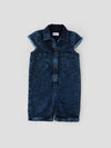 Popees Baby Girls Denim Short Sleeve Romper| Dark Blue| 1-8 Years