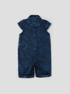 Popees Baby Girls Denim Short Sleeve Romper| Dark Blue| 1-8 Years