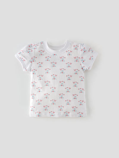 Popees Baby Girls Short Sleeve Cotton T-Shirt| White| 1-8 Years