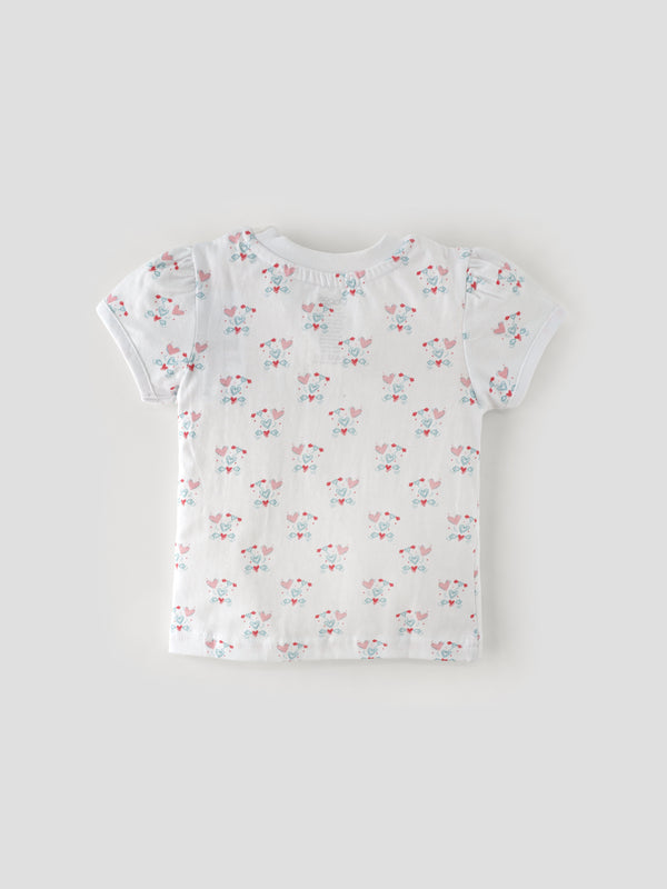 Popees Baby Girls Short Sleeve Cotton T-Shirt| White| 1-8 Years
