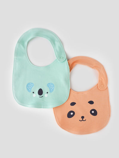 Popees Knitted Cotton Combo Bibs for Little Ones 2PCS