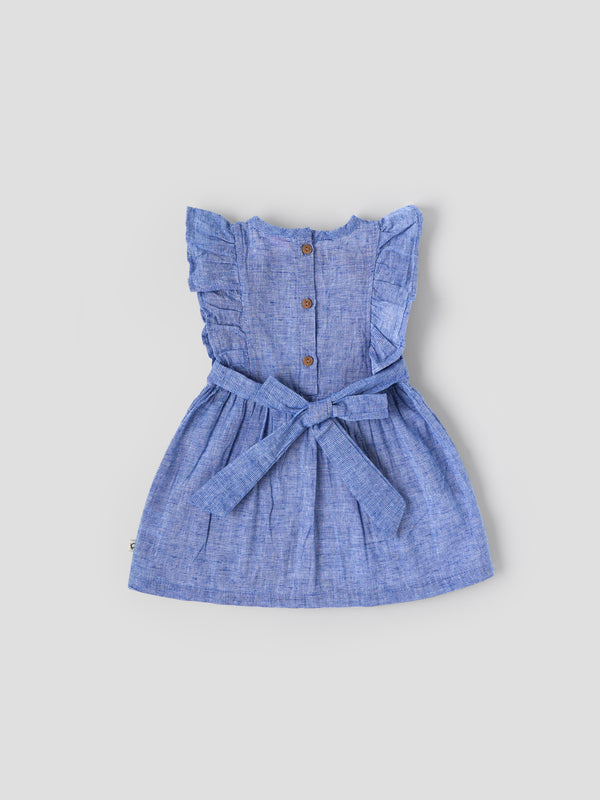 Popees Baby Girls Sleeveless Cotton Dress| Blue| 3-36 Months