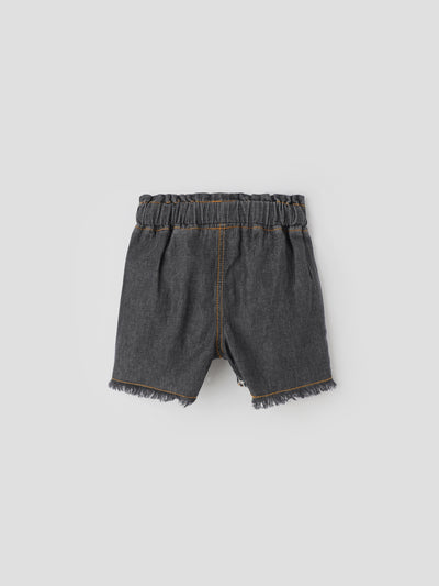 Popees Adorable Denim Shorts with Frilly Raw-Edge (3-36 Months) for Girls
