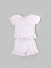 Popees Baby Girls Short Sleeve Cotton Co-Ord Set| White| 3-36 Months