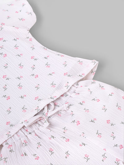 Popees Baby Girls Short Sleeve Cotton Co-Ord Set| White| 3-36 Months