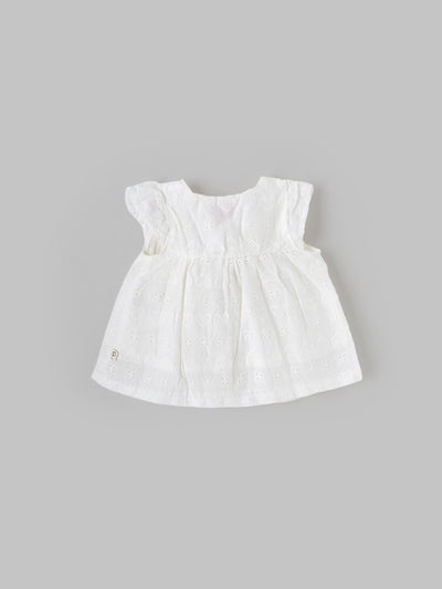 Popees Baby Girls Sleeveless Cotton Top| White| Newborn to 9 Months