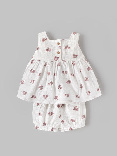 Popees Baby Girls Floral Top & Bloomer Set | Newborn–9 Months