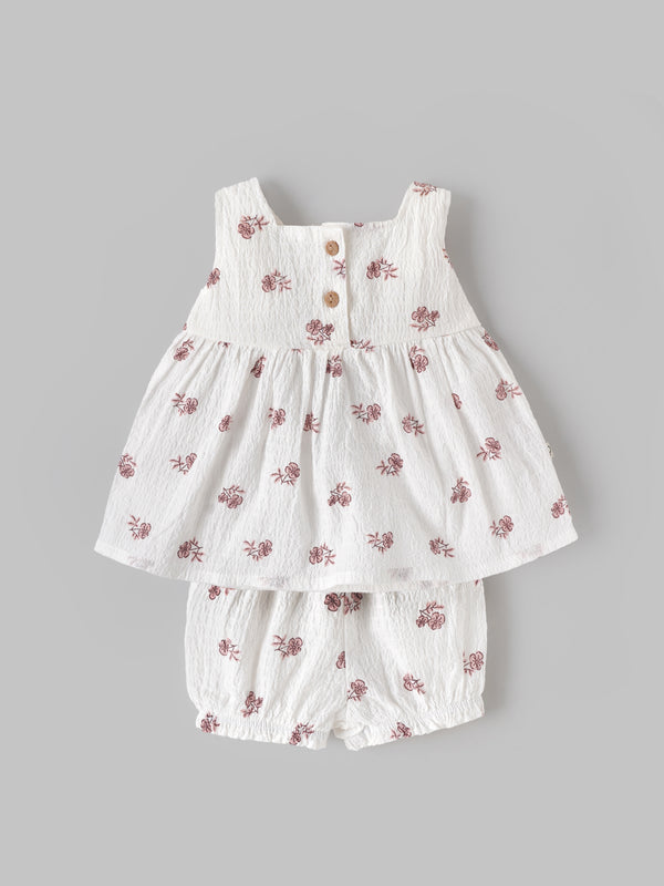 Popees Baby Girls Floral Top & Bloomer Set | Newborn–9 Months