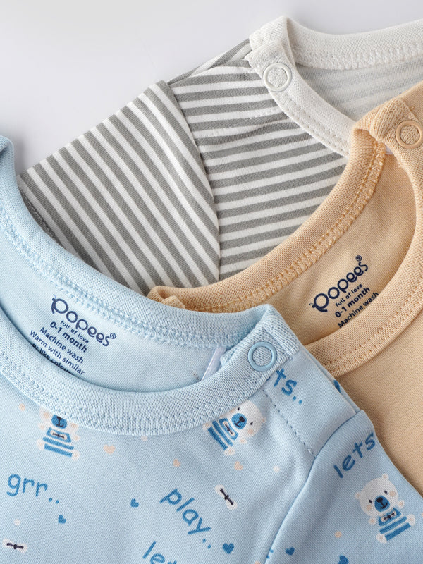 Popees 3-Piece Printed T-shirt Set (0–9 Months) for Baby Boys