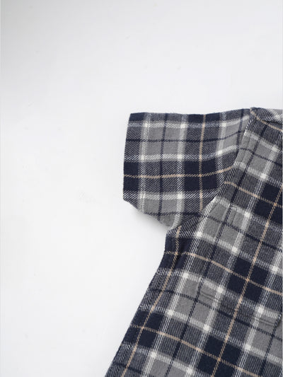 Popees Baby Boys Short Sleeve Cotton Shirt| Grey & Navy| 3-24 Months