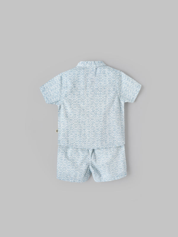 Popees Baby Boys Short Sleeves Cotton Shirt & Shorts Set| Blue| 3-24 Months