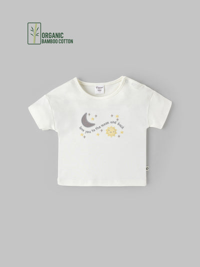 Popees Boys Half-Sleeve Shoulder Open T-Shirt (3-24 Months) Made of Organic Bamboo Cotton Fabric