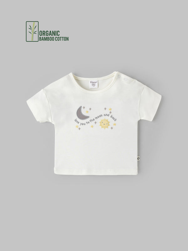 Popees Boys Half-Sleeve Shoulder Open T-Shirt (3-24 Months) Made of Organic Bamboo Cotton Fabric