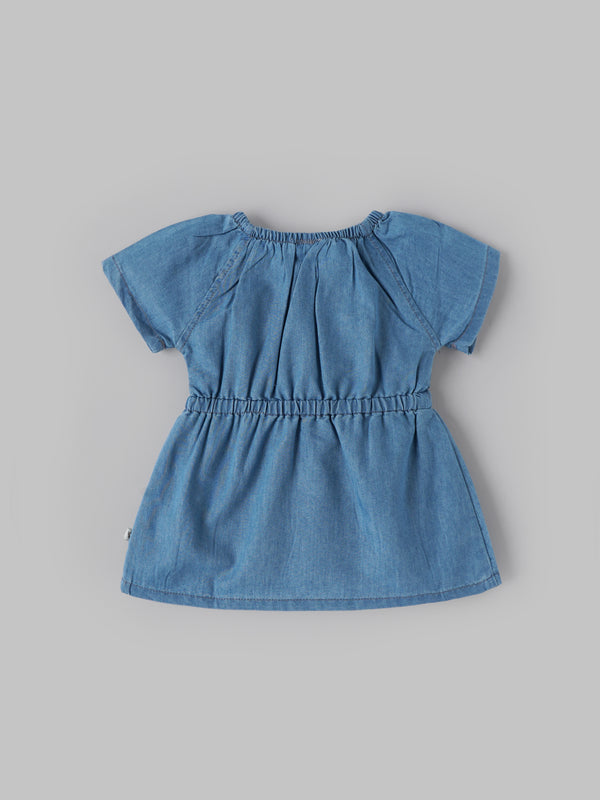 Popees Baby Girls Denim Dress | Soft Cotton Casual Wear | 3M–24M