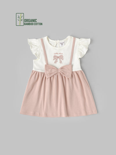 Popees Girls Half-Sleeve Back Open Dress (3-36 Months) Made of Organic Bamboo Cotton Fabric
