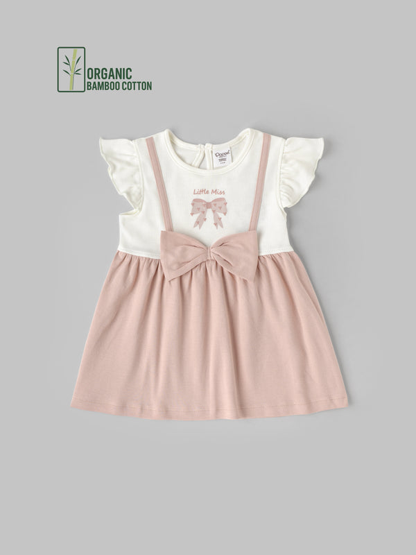 Popees Girls Half-Sleeve Back Open Dress (3-36 Months) Made of Organic Bamboo Cotton Fabric