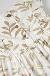 Popees Baby Girl Cotton Dress| 3–24 Months Leaf Print, Ruffle Sleeve Casual Wear