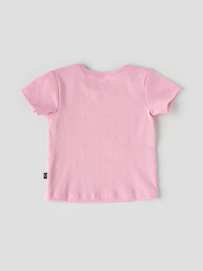 Popees Half Sleeve Shoulder Open (3–36 Months) Chest Printed Top for Baby Girls