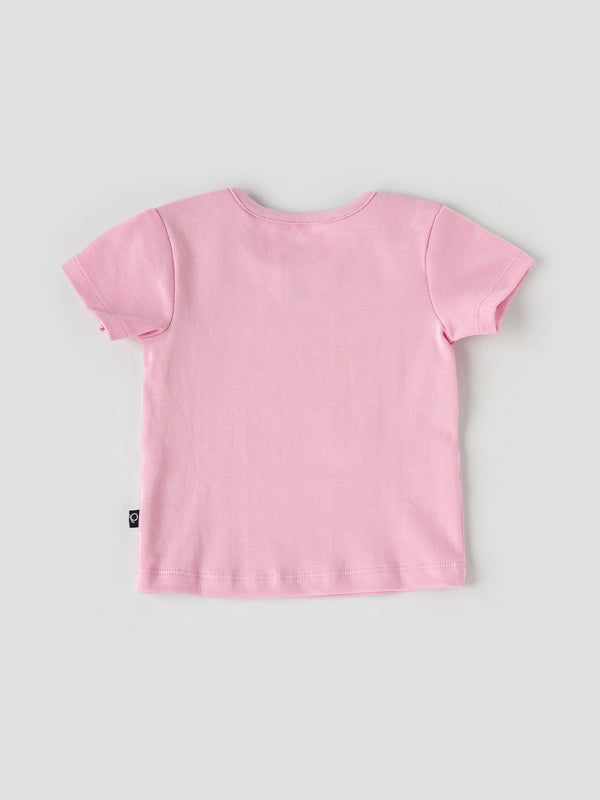 Popees Half Sleeve Shoulder Open (3–36 Months) Chest Printed Top for Baby Girls