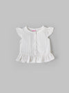 Popees Baby Girls Cap Sleeves Cotton Top| White| 3-36 Months