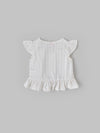 Popees Baby Girls Cap Sleeves Cotton Top| White| 3-36 Months