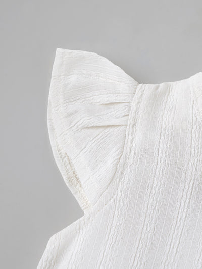 Popees Baby Girls Cap Sleeves Cotton Top| White| 3-36 Months