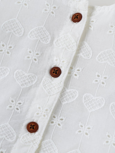 Popees Baby GirlsEmbroidered Cotton Top| White| 3-36 Months
