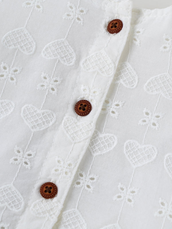 Popees Baby Girls  Embroidered Cotton Top| White| 3-36 Months