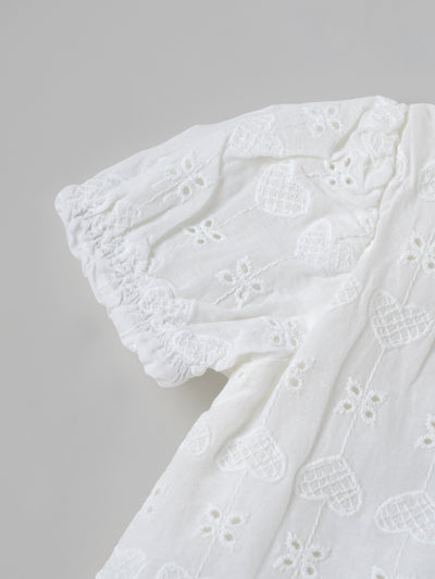Popees Baby GirlsEmbroidered Cotton Top| White| 3-36 Months