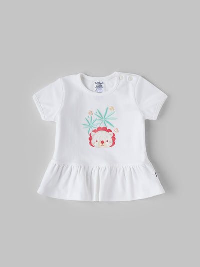 Popees Short Sleeve (3–36 Months) Chest Printed Top for Newborn Girls