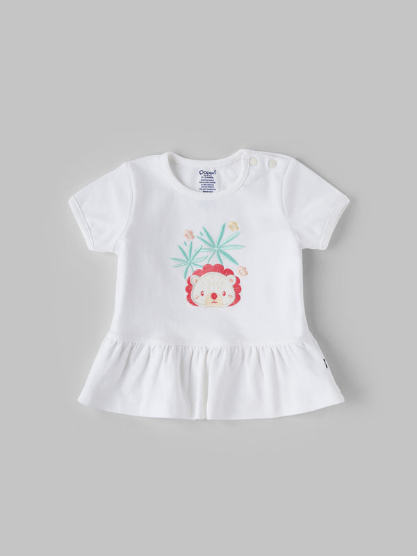 Popees Short Sleeve (3–36 Months) Chest Printed Top for Newborn Girls
