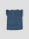 Popees Baby Girls Denim Top with Ruffle Sleeves & Bunny Embroidery| 3–36 Months