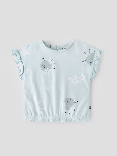 Popees Printed Short Sleeve (3–36 Months) Soft & Stretchy Top for Baby Girls