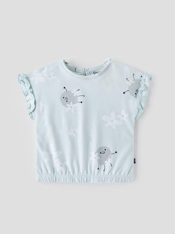 Popees Printed Short Sleeve (3–36 Months) Soft & Stretchy Top for Baby Girls