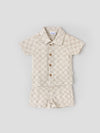 Popees Baby Boys Shirt and Shorts Set| Beige| Newborn - 9 Months