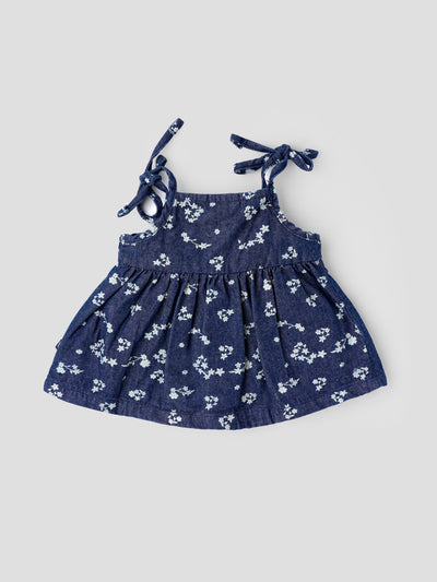 Popees Baby Girls Denim Dress| Blue| Newborn To 9 Months