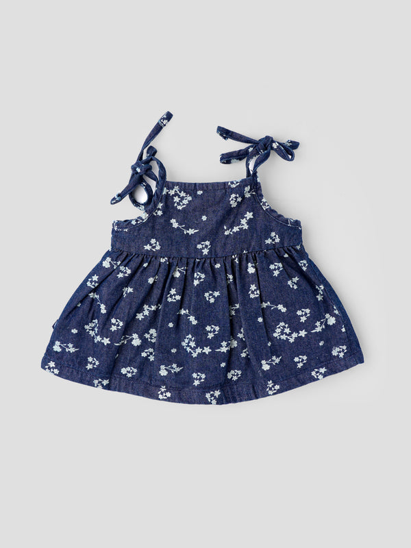 Popees Baby Girls Denim Dress| Blue| Newborn To 9 Months